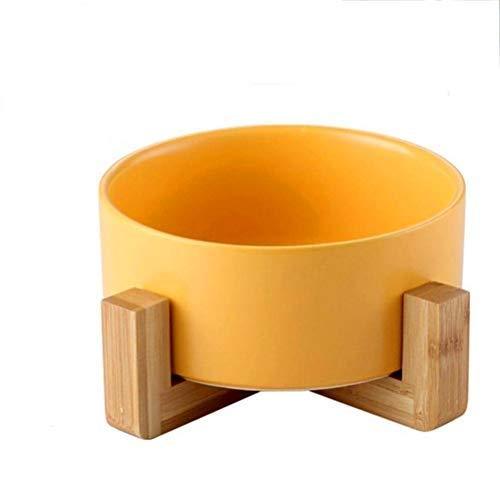 Leikance Pet Ceramic Bowl,Pet Bowl with Wooden Shelf Pet Food Water Dishes Non-slip Ceramic Bowl for Dog Cat - PawsPlanet Australia