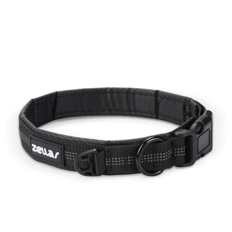 Zellar Dog Collar, Durable Soft Breathable Pet Collar Night Reflective Adjustable Safety Basic Dog Collars with ID Tag for Small, Medium, Large dog (Black) M Black - PawsPlanet Australia