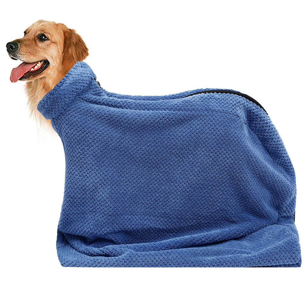 Dog dog drying bag, dog bag towel, dry fast dog bag, microfibre fast drying bags pet dog cat bath robe towel - Blue - XS X-Small (45x34cm) - PawsPlanet Australia