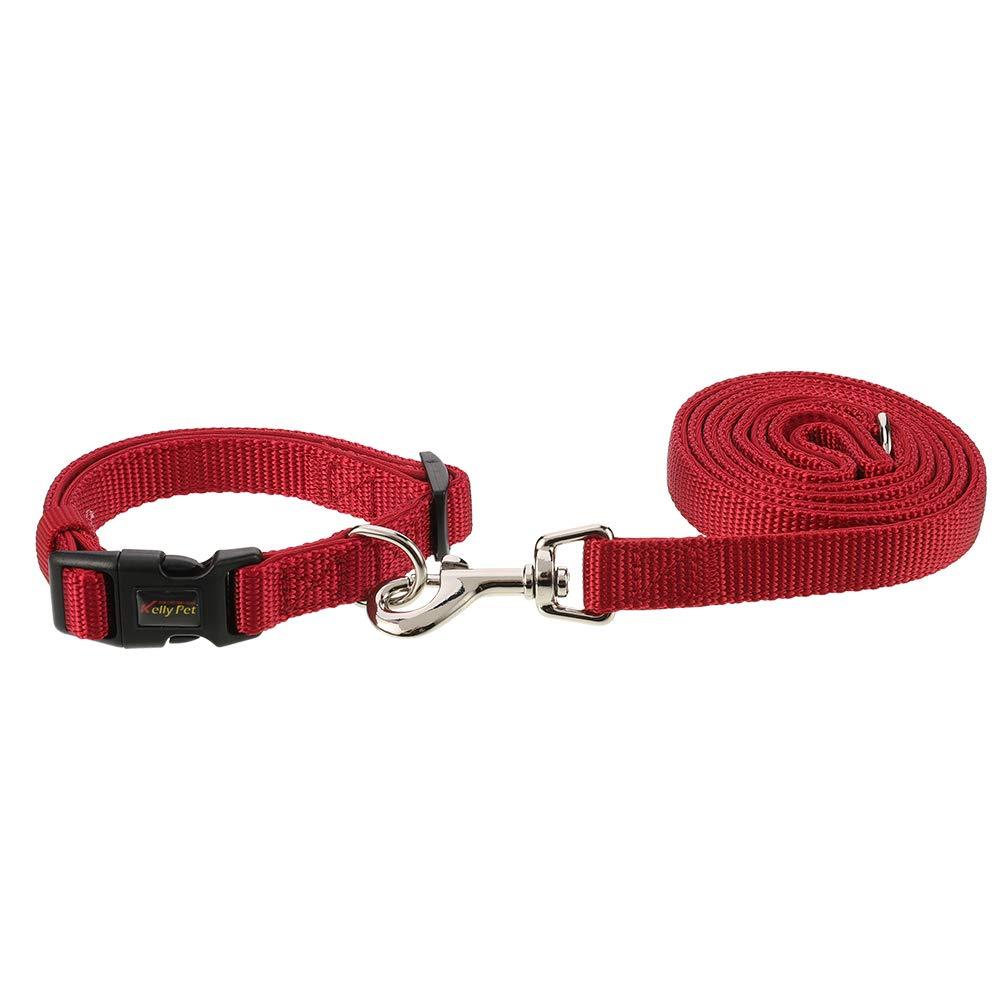 Xinzistar Dog Collar and Lead Set, Adjustable Strong Nylon Leash with Sponge Handle, Quick Release, for Small Medium Dogs Pets Walking Training (Red) - PawsPlanet Australia