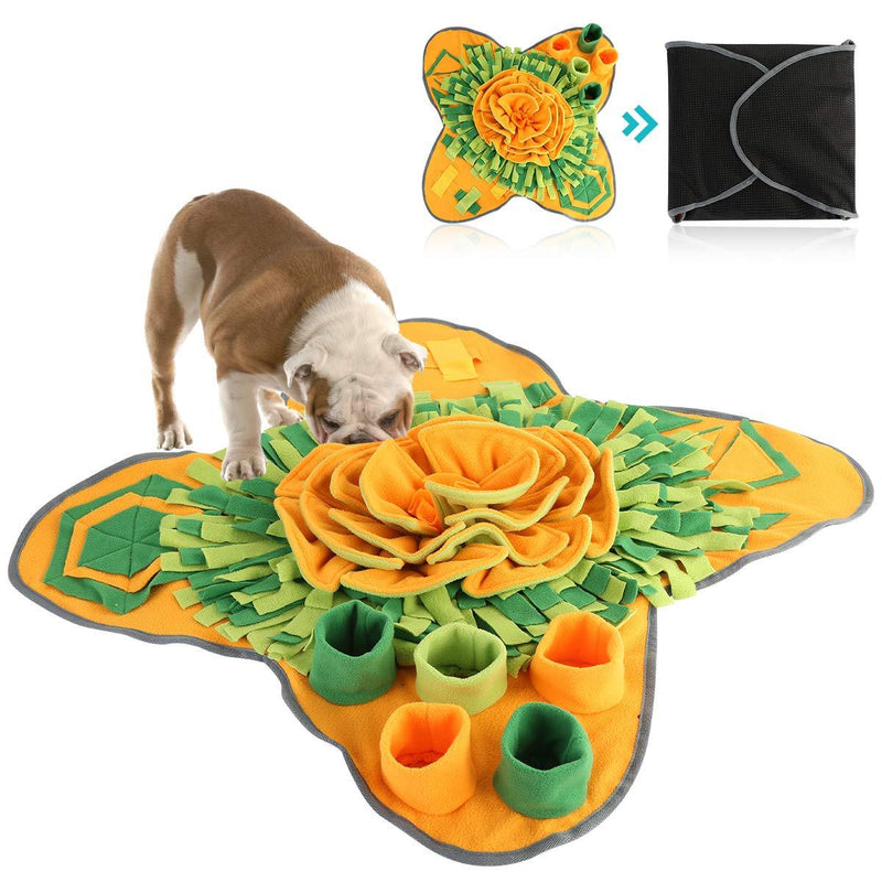 Pet Snuffle Mat Dog Slow Feeding Mat Washable, Pet Puzzle Toys Durable Interactive Dog Toys Encourages Natural Foraging Skills for Small to Large Dogs Puppy Orange+Green - PawsPlanet Australia