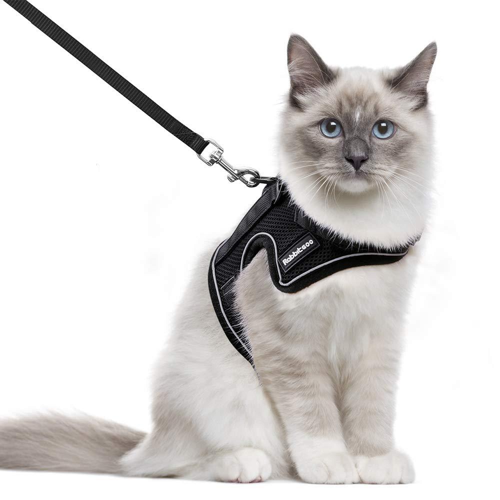 [Australia] - rabbitgoo Cat Harness and Leash for Walking, Escape-Proof No Choke Reflective Vest Harnesses for Small Cats, Kitten Harness with Magic Tapes and Double Clips for Kitty Safety Outdoor Activity 