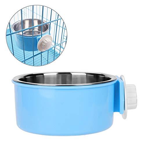 Dog Cage Crate Water Bowls Dog Food Bowl Cat Feeding Bowl 2-in-1 Pet Hanging Bowl Removable Stainless Steel Dog Bowl with Plastic Puppy Feeder Food Water Bowl for Dog Cat Bird Rabbit Hamster Ferret Blue - PawsPlanet Australia