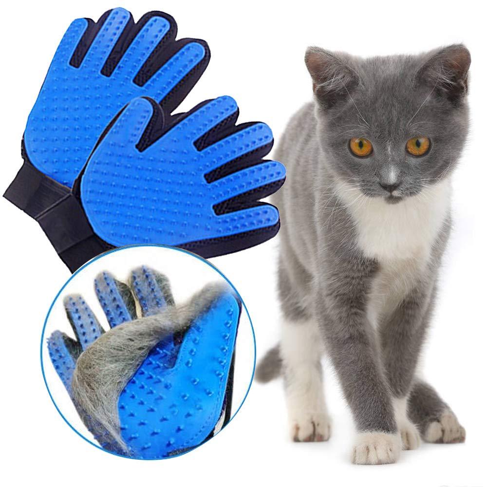 Pet Dog Cat Cleaning Deshedding Brush Bathing Hair Remover Brush Glove (1 Pair Left and Right Hand) (Blue) Blue - PawsPlanet Australia