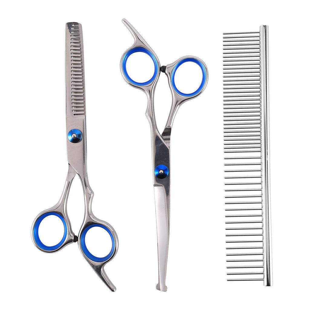 Nrpfell Stainless Steel Dog Grooming Scissors & Thinning Scissors & Dog Comb with Safety Round Tip Grooming Kit for Dog Cat Pet - PawsPlanet Australia