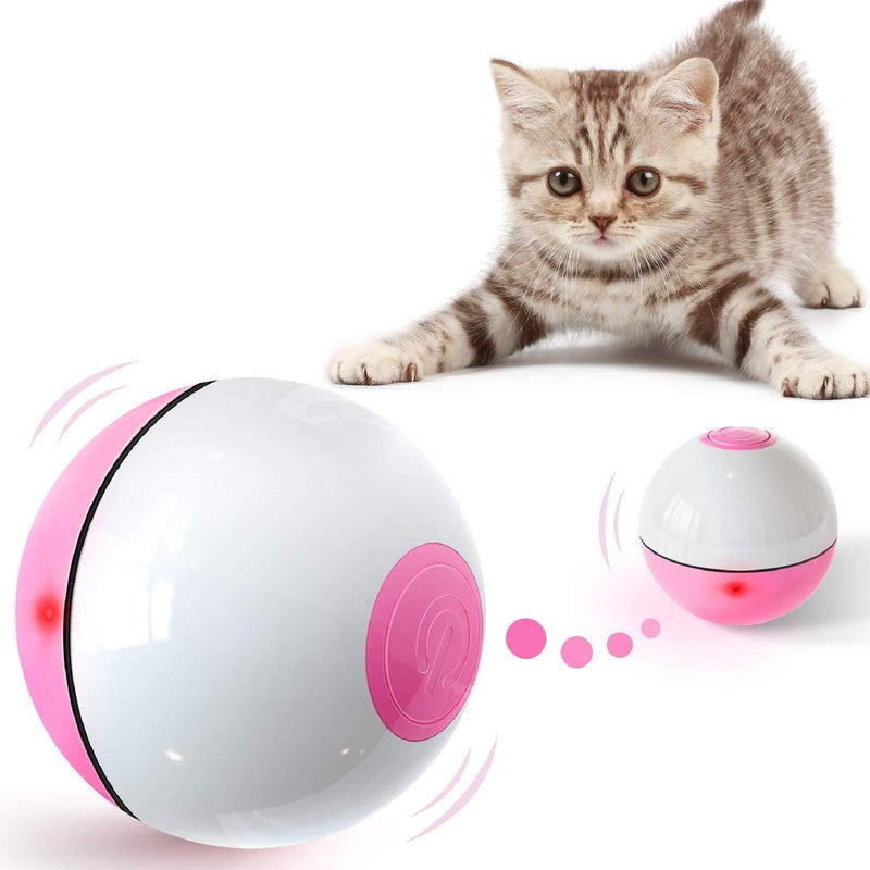 Iokheira Interactive Cat Toys Ball (3rd Gen) Wicked Ball for Indoor Cats, Auto 360° Self-Rotating & USB Rechargeable with LED Red Light Toy for Kitten Pink - PawsPlanet Australia