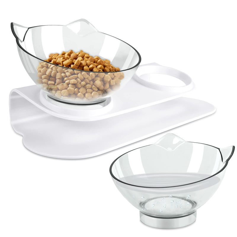 Makerfire Cat Bowl with Stand Cat Feeders Food and Water Bowls Reduce Neck Pain for Cats and Small Dogs Double Bowl - PawsPlanet Australia
