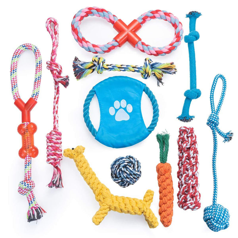 Dono Dog Rope Toys for Aggressive Chewers -Washable Cotton Rope Dog Toy - 11pcs Durable Teeth Training Puppy Chew Rope Toys Gift Set for Small Medium Large Dogs - PawsPlanet Australia