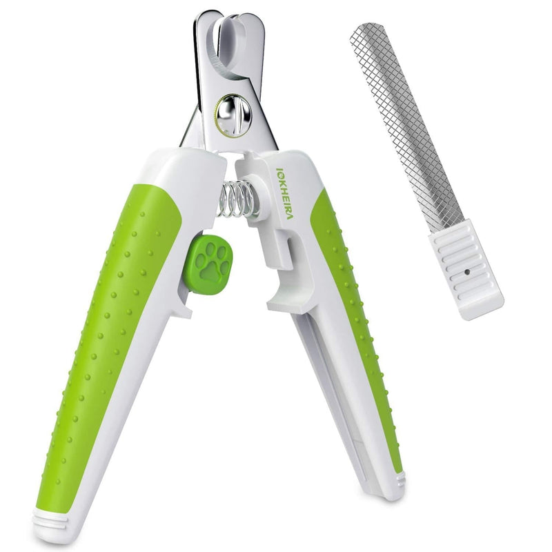 Iokheira Dog Nail Clippers, Professional Pet Trimmer with Safety Guard Sensor to Avoid Over-Cutting, Free Nail File & Lock Switch, Cat Nail Trimmer with Sturdy Non Slip Handles Green-Dog Clipper - PawsPlanet Australia