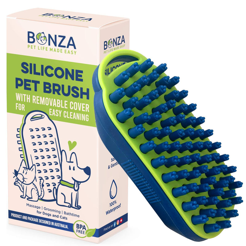 Bonza Cat and Dog Massage Brush, Easy to Clean Dog Bath Brush with Removable Screen, Soft Silicone Bristles are Gentle on Your Pet - PawsPlanet Australia