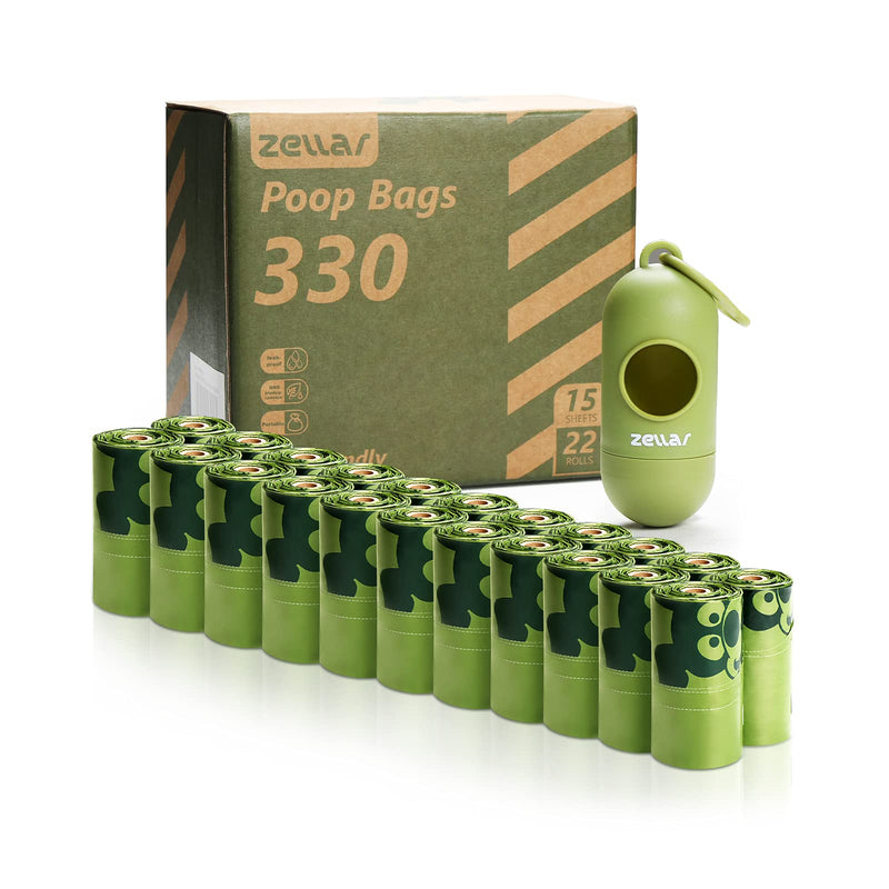 Zellar Dog Poo Bags,Extra Thick and Strong Poop Bags for Dogs, 22 Rolls/330pcs Doggy Waste Bag, 23 x 34cm Leak-Proof Security Pet Waste Bags - PawsPlanet Australia