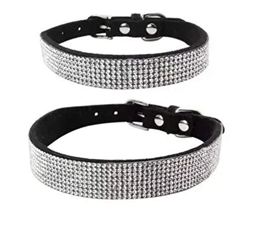 BAX Canine Diamante Style Soft Suedette Super Bling Dog Collar BLACK X SMALL - PawsPlanet Australia