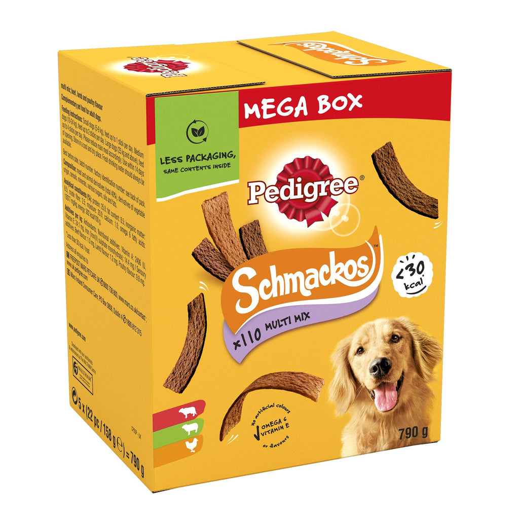 Pedigree Schmackos Dog Treats in Mega Box - Multi Mix Meat Variety, 110 Chews (Pack of 1) - PawsPlanet Australia