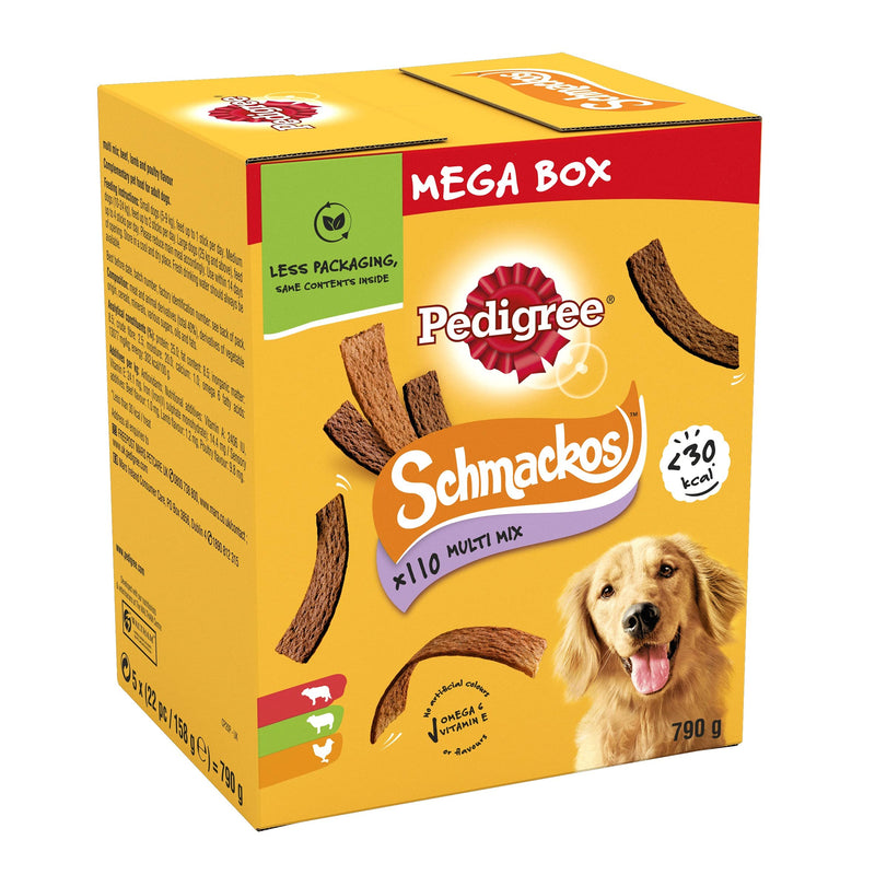 Pedigree Schmackos Dog Treats in Mega Box - Multi Mix Meat Variety, 110 Chews (Pack of 1) - PawsPlanet Australia