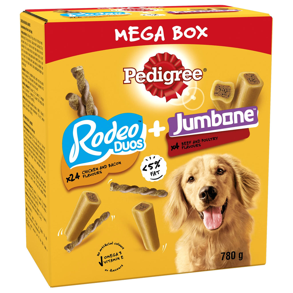 Pedigree Rodeo Duos & Jumbone Medium Dog Treats in Mega Box - Multi Mix, 780g Chews (Pack of 1) - PawsPlanet Australia