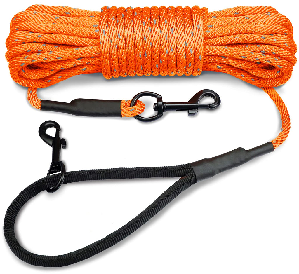 Joytale Long Training Lead for Dogs, 15M Reflective Dog Tie Out, Recall Nylon Rope Line for Small and Puppy Dog, Orange - PawsPlanet Australia