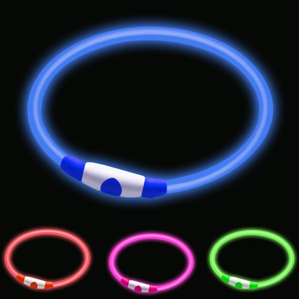 LED Dog Collar,Glow Light Collar for Dogs,Ultra Bright USB Rechargeable Cut to Fit Any Size - Rechargeable Battery - Increased Visibility & Safety For Your Pets(Blue) Blue - PawsPlanet Australia