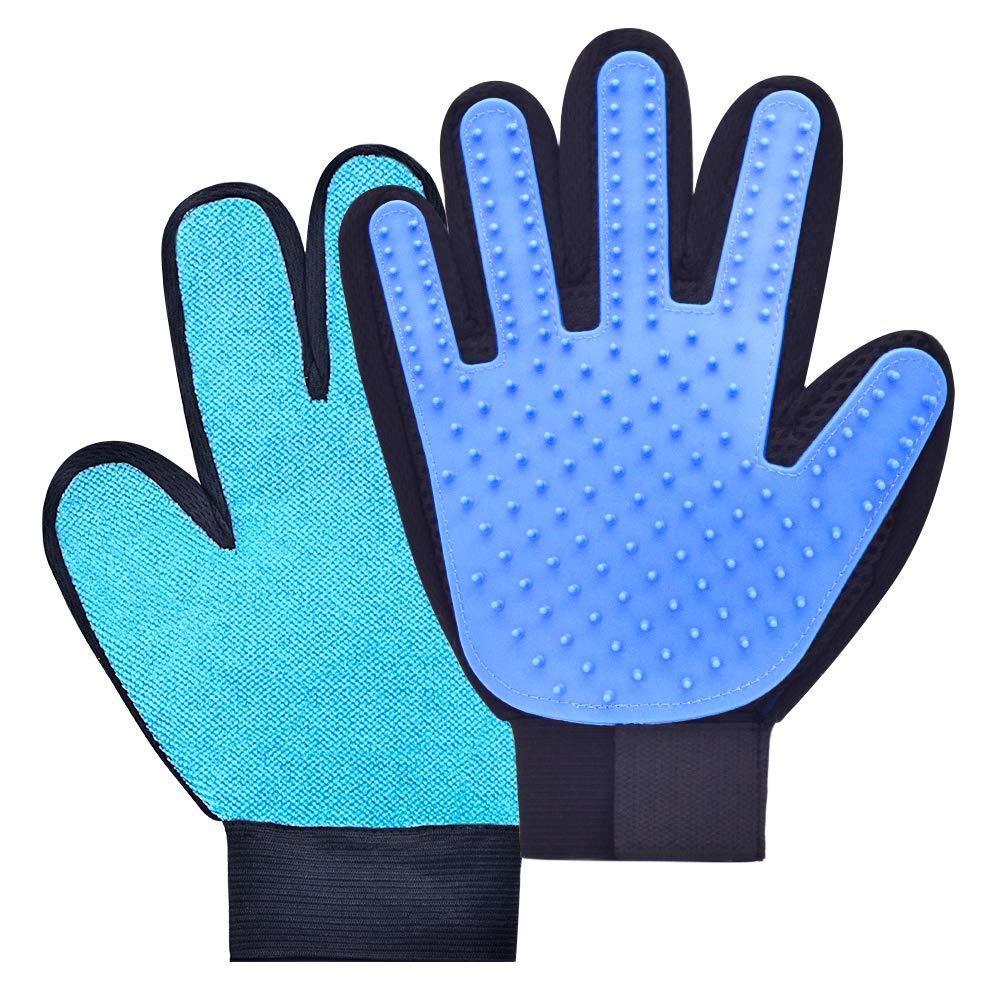 Pet Hair Remover Glove Pet Grooming Brush Glove Set, Premium Deshedding glove for easy, Massage Mitt with Enhanced Five Finger Design, Perfect for Dogs Cats with Long Short Fur (One Pair) - PawsPlanet Australia