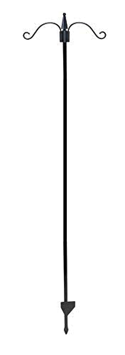 Honeyfield's 78485997, Wild Bird Feeder Pole. Feeding Station with Decorative Finial Two Hooks. Metal, Freestanding Ready for the Garden Outdoors, Black, 5.5 cm*49.0 cm*10.5 cm - PawsPlanet Australia