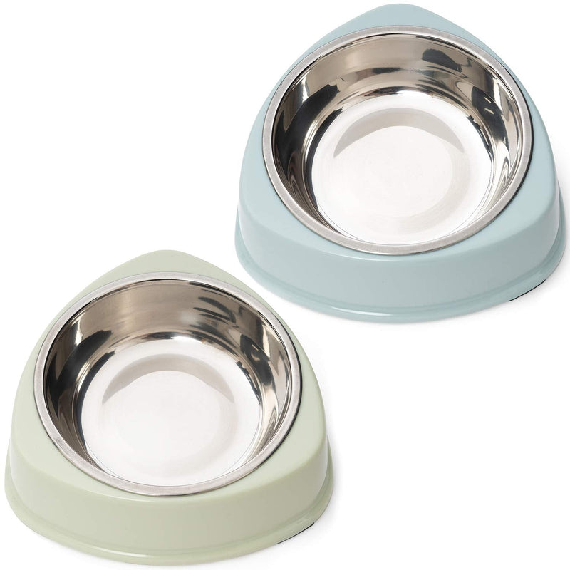 Junhonsion 2 PCS Cat Bowls Dog Bowls£¬Stainless Steel Cats Food Bowls Non-slip Dogs Bowl Pet Supplies (Blue and green) Blue & Green - PawsPlanet Australia