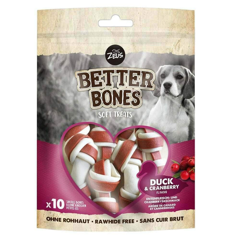 Zeus Better Bones Dog Treats Snacks Rawhide Free (Duck & Cranberry Bones (pk of 10)) Duck & Cranberry Bones (pk of 10) - PawsPlanet Australia