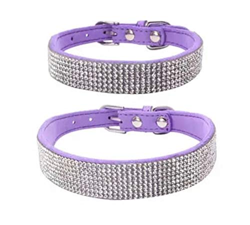 BAX Canine Diamante Style Soft Suedette Super Bling Dog Collar PURPLE SMALL - PawsPlanet Australia