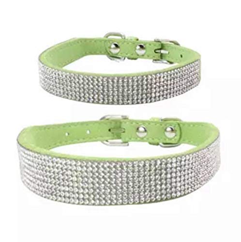 BAX Canine Diamante Style Soft Suedette Super Bling Dog Collar PALE GREEN SMALL - PawsPlanet Australia