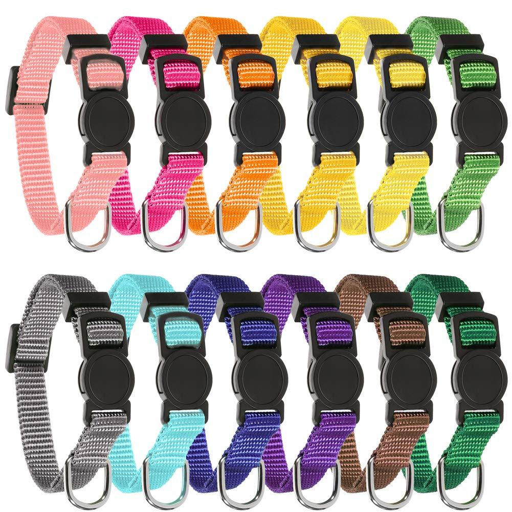 Yorgewd Breakaway Puppy Collars - 12 Pack, Adjustable Safety Whelping Puppy ID Litter Collars Super Soft Nylon Assorted Colors (S) S - PawsPlanet Australia