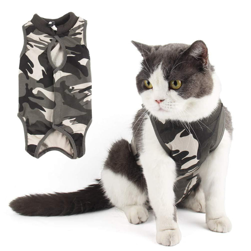 Due Felice Cat Professional Surgical Recovery Suit for Abdominal Wounds Skin Diseases, After Surgery Wear, E-Collar Alternative for Cats Dogs, Home Indoor Pets Clothing (Medium, Camouflage) M - PawsPlanet Australia