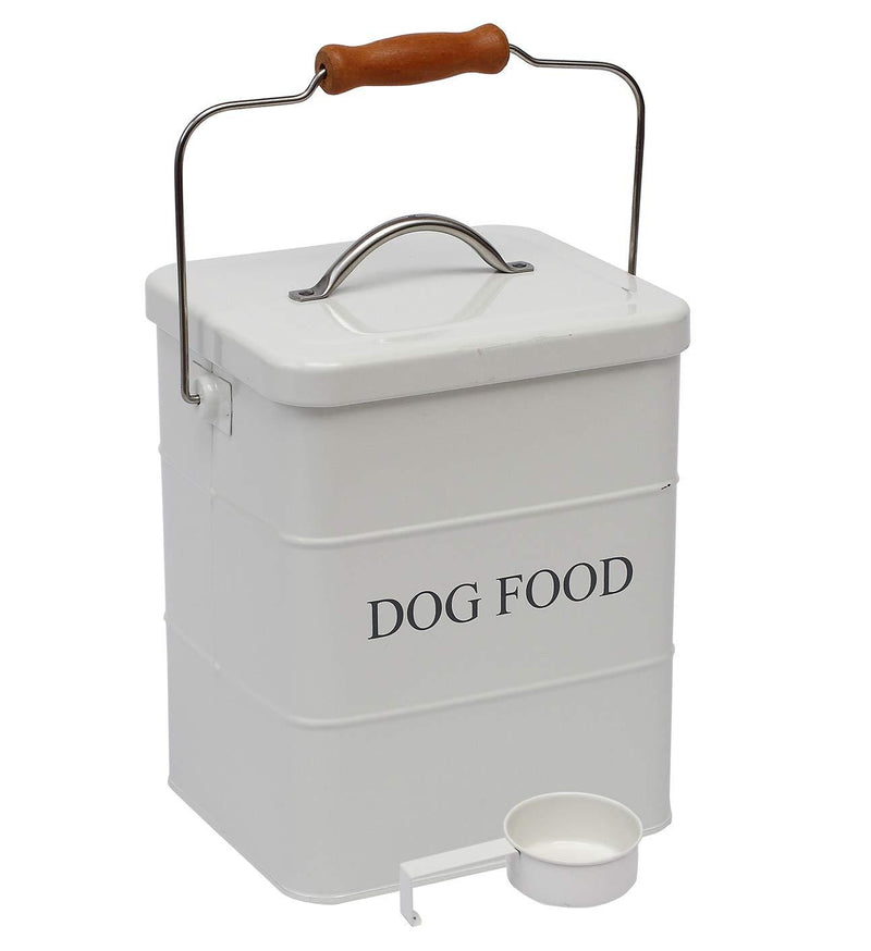 Geyecete Dog Treats tin and dog Food Storage Tin with Lid and with Spoon-Dog Food-White 1 Count (Pack of 1) White - PawsPlanet Australia