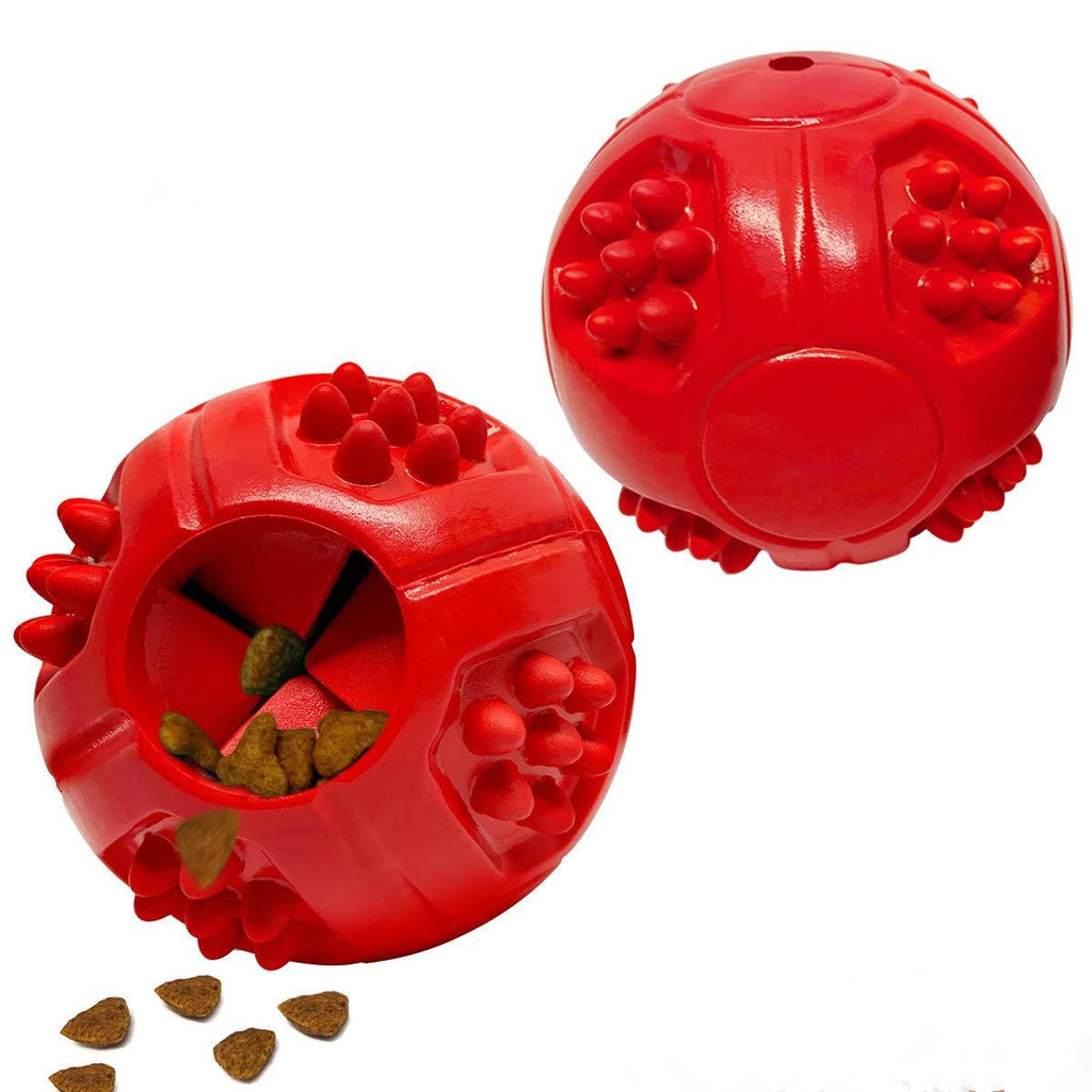 PETOYO Dog Food Balls Toy IQ Ball Food Dispensing IQ Training for Medium Large Dog Steak Aroma Soft Thick Rubber Interactive Rubber Ball -Set of 2 (red) … - PawsPlanet Australia