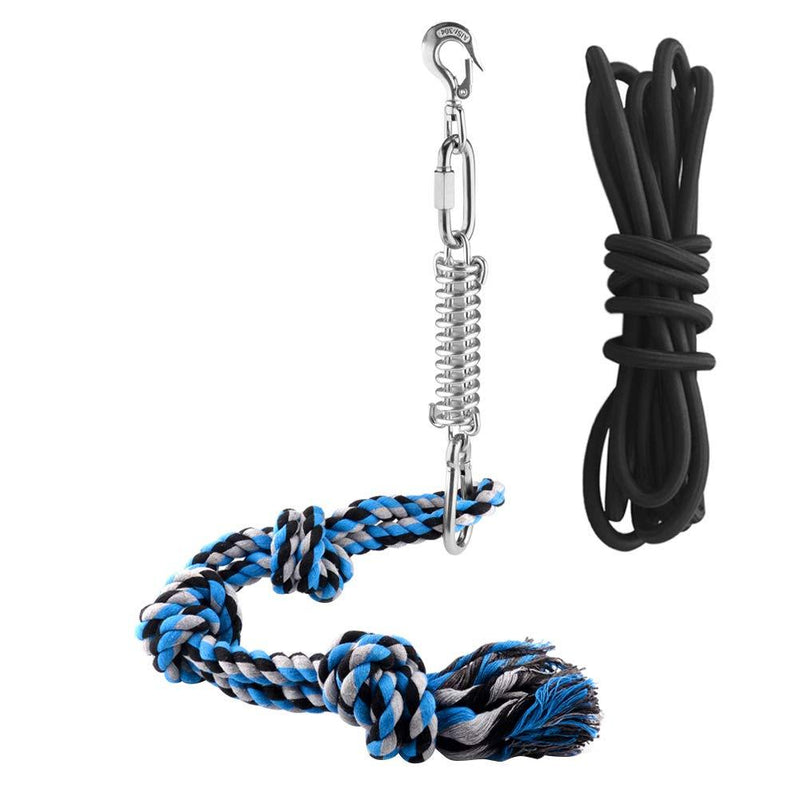 POPETPOP Dog Leashes-Pet Durable Stainless Steel Spring Pole Dog Rope Toys Hanging Exercise Rope Pull with 5M Black Ropes - PawsPlanet Australia