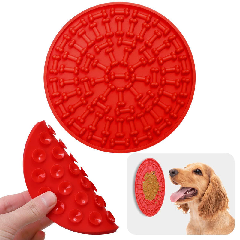 URATOT Dog Lick Pad Dog Lick Mat Treat Distributing Mat Slow Treat Distributing Mat with Super Suction to Wall for Pet Bathing, Grooming, and Dog Training, Red - PawsPlanet Australia
