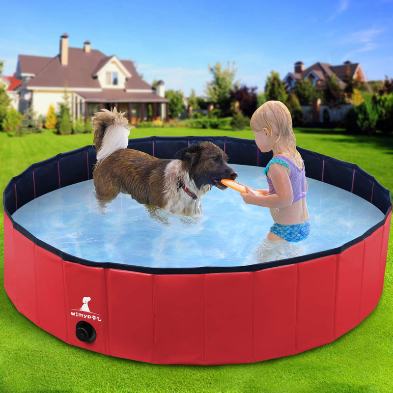 Wimypet S-L Foldable Dog Swimming Pool, Pet Dog Cat Bathing Tub Indoor Outdoor Puppy Pool,PVC non-slip with Reinforced Oxford Walls Bathing Tub Durable Dogs Paddling kids Pool in Yard Garden 120*30CM - PawsPlanet Australia