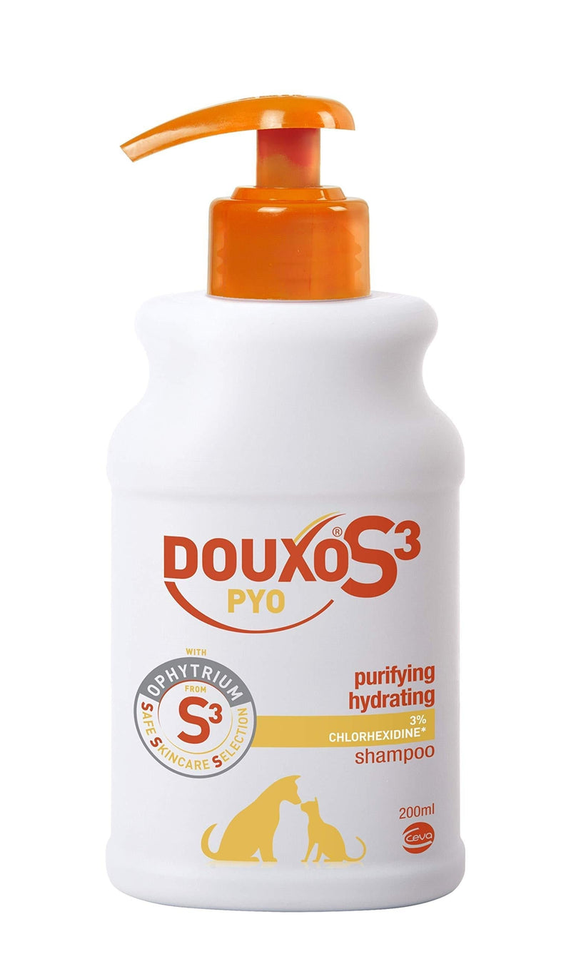 Douxo S3 PYO Antibacterial and Antifungal Dog and Cat Shampoo - Hypoallergenic Fragrance - Veterinary Recommended and Clinically Proven - Created with Dermatologists - Safe Skincare Selection, 200 ml - PawsPlanet Australia
