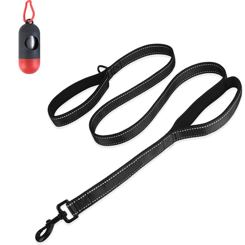 Belababy Medium Dog Leash, 5ft Double Handles Dog Lead, Heavy Duty Strong Nylon Reflective Dog Leash, 1.5m Leash Perfect for Large Medium or Small Dog Black - PawsPlanet Australia