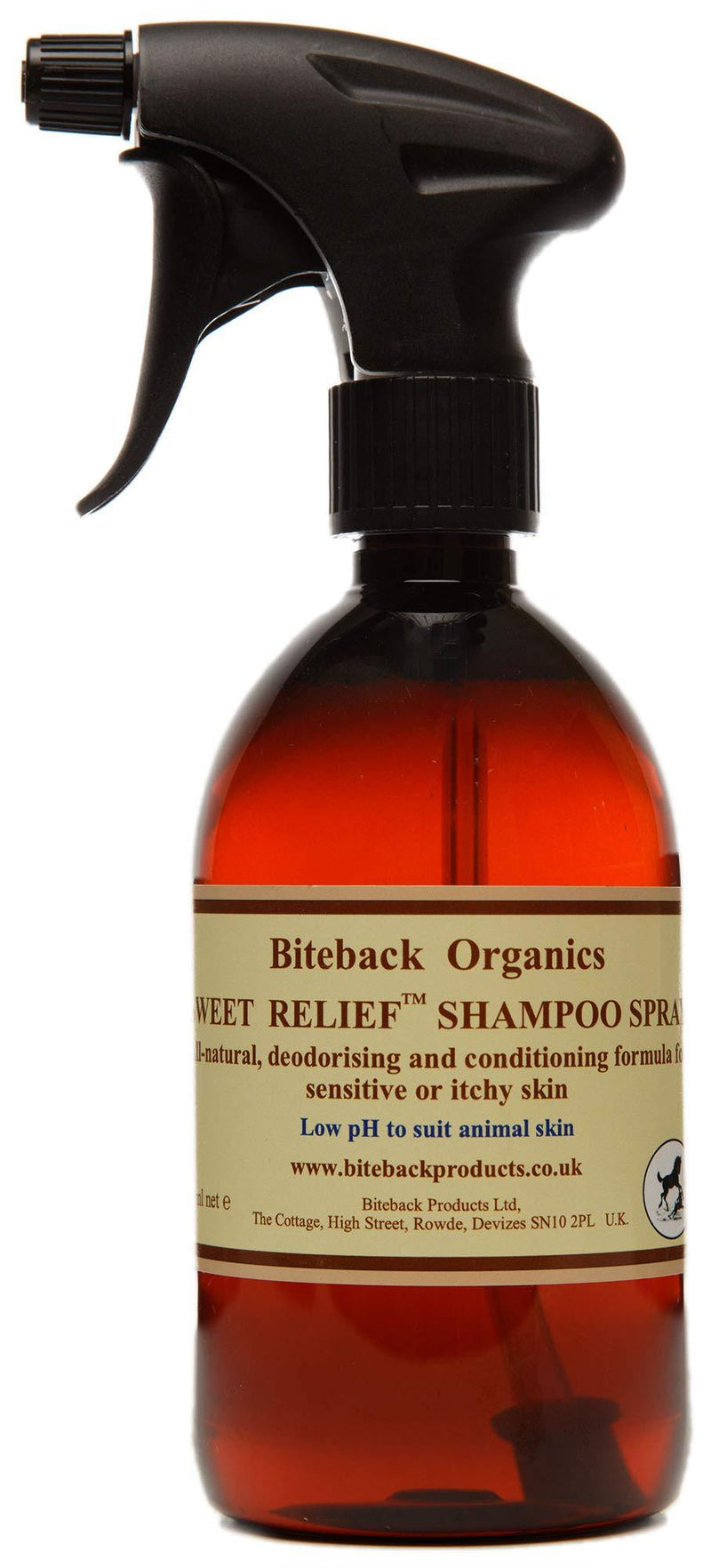 Biteback Organics 'Sweet Relief' 100% Natural Spray Shampoo for Sensitive Irritated Horse & Dog Skin, Ultra Mild Formula (500ml) 500ml - PawsPlanet Australia