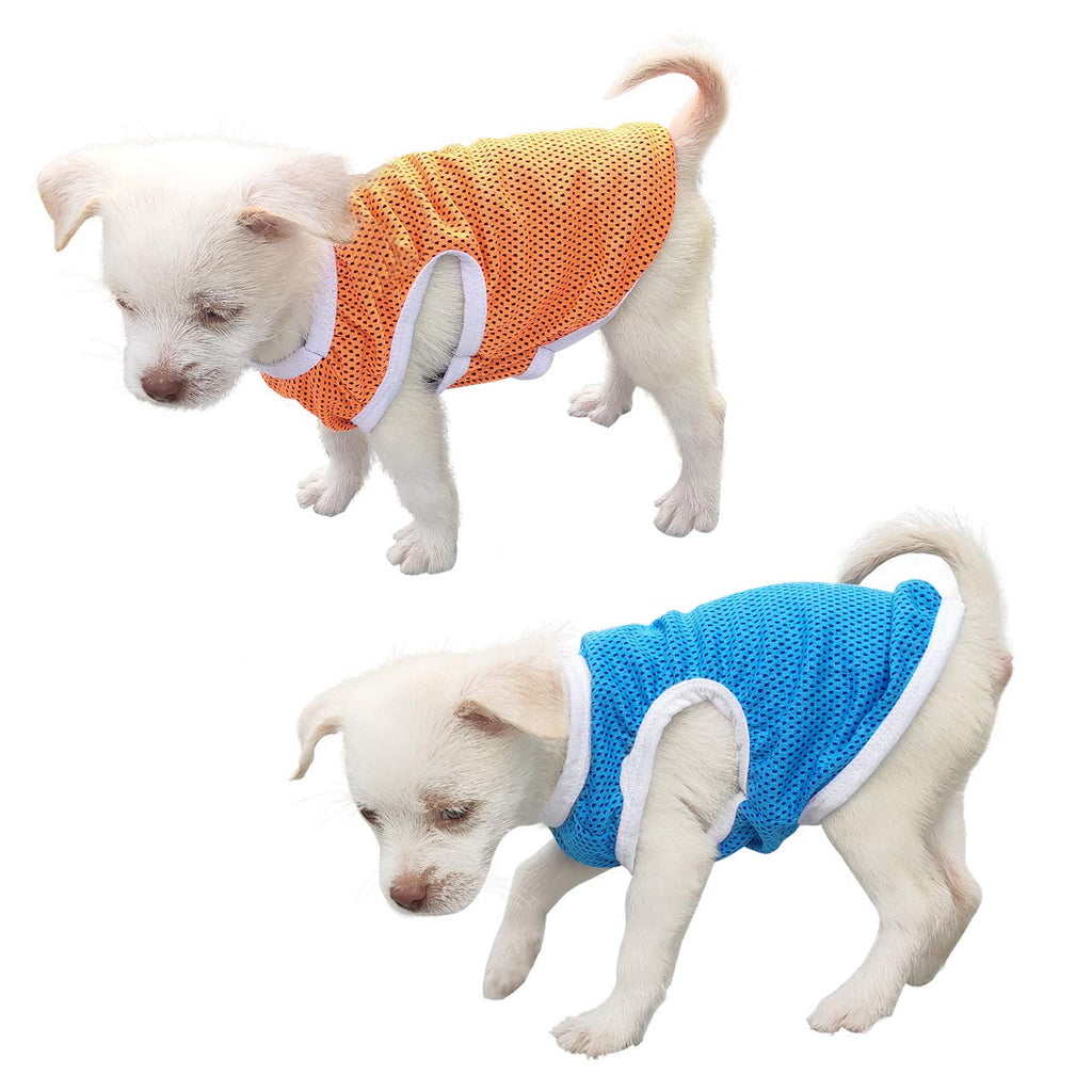 QiCheng & LYS Minimalist Dog T-Shirt Lovely Little T-Shirts, Sports T-Shirts 100% Cotton, Short-Sleeved Summer Clothing (X-Small, Orange/Blue) X-Small - PawsPlanet Australia