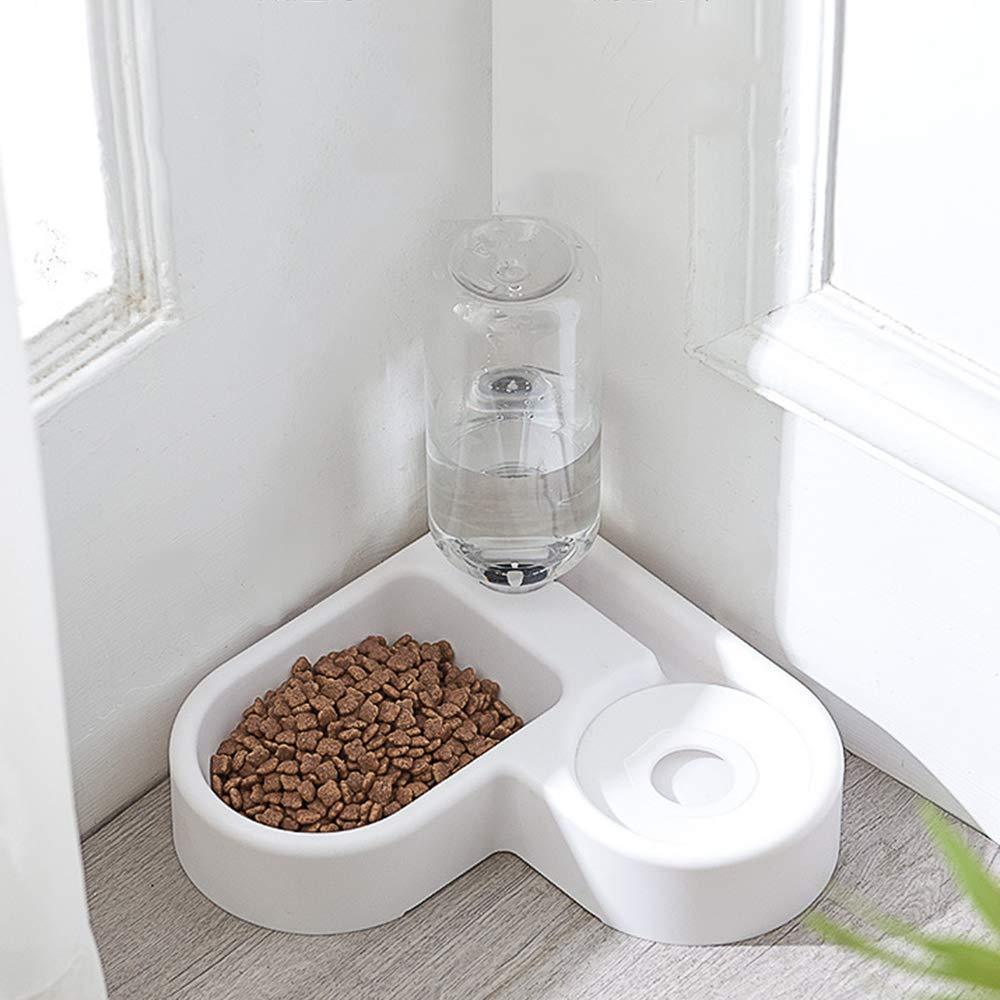 AYADA 2 in 1 Pet Feeder Water Automatic Dispenser with Bottle Dog Cat, Spill Proof Pet Drinking Fountain Water Bowl for Pets Feeding,No Spill Pet Water Bowl for Puppy Kitten Feed Pet Bowl(White) - PawsPlanet Australia