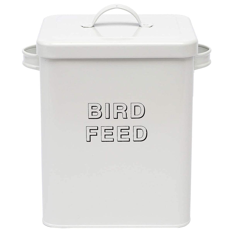 Morezi Bird seed and feed storage tin with seal lids and scoop included - white-coated carbon steel - storage canister tins - PawsPlanet Australia
