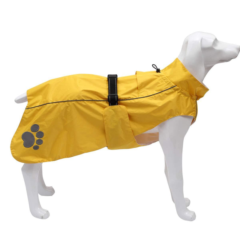 Dog raincoat, rain poncho for dogs, rain gear for dogs, dog clothes with adjustable bands and drawstring, fit for medium large dogs - Yellow - XXL - PawsPlanet Australia