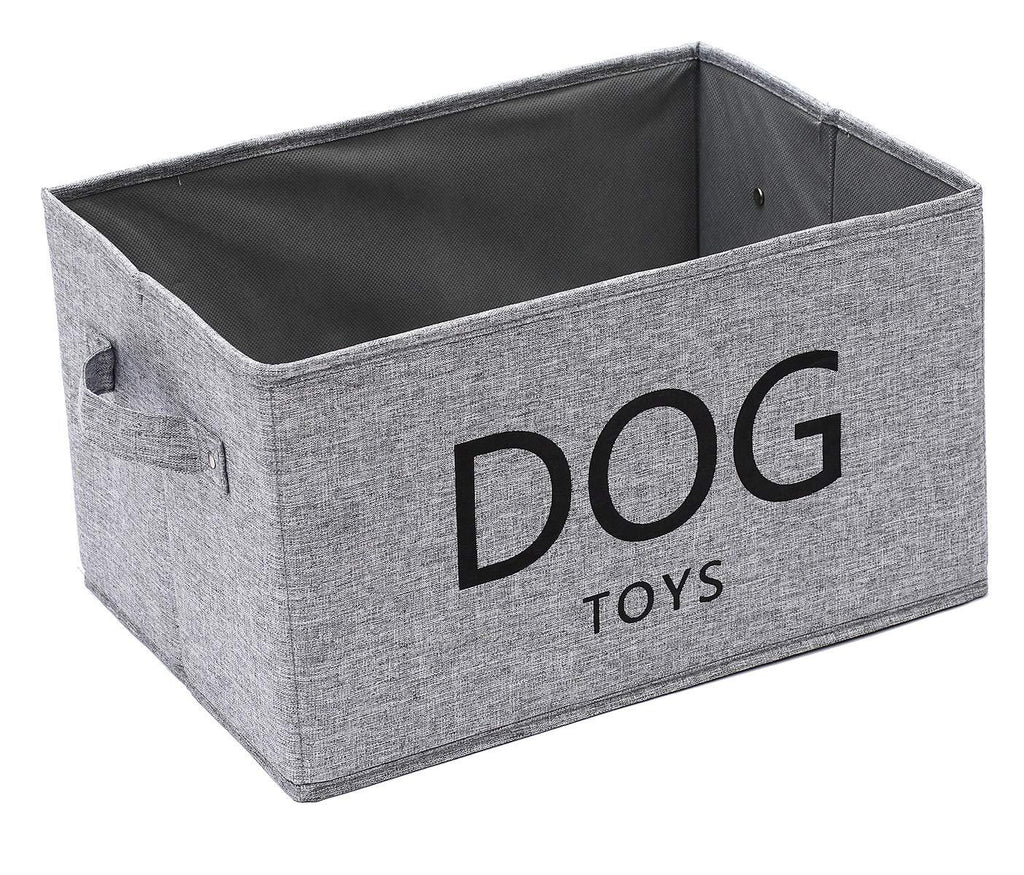 Linen-cotton blend dog storage bin, dog toy basket, storage bins for dog toys - Perfect for Organizing Pet Toys, Blankets, Leashes and Food - Snow Gray - PawsPlanet Australia