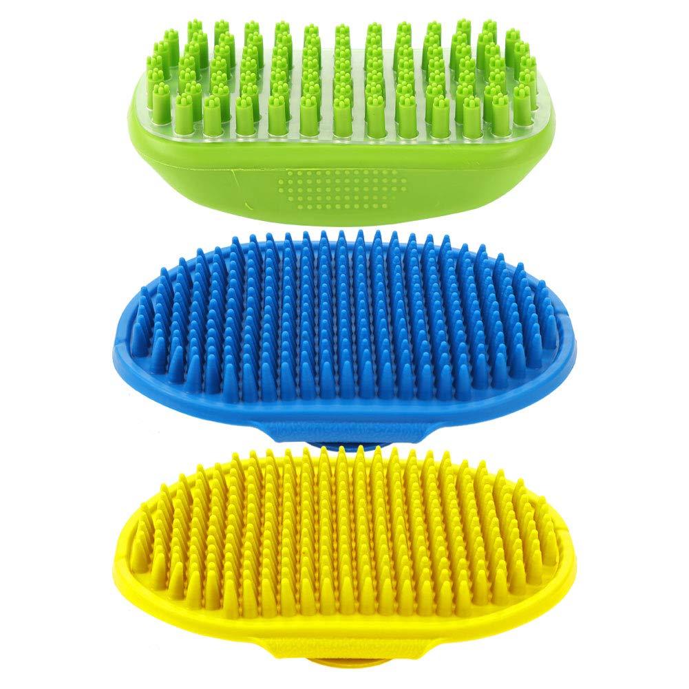 FANTESI 3 Pcs Dog Grooming Brush, Rubber Pet Bath Brush Massage Brush Washing Brush Shampoo Brush for Dogs and Cats with Short or Long Hair - PawsPlanet Australia