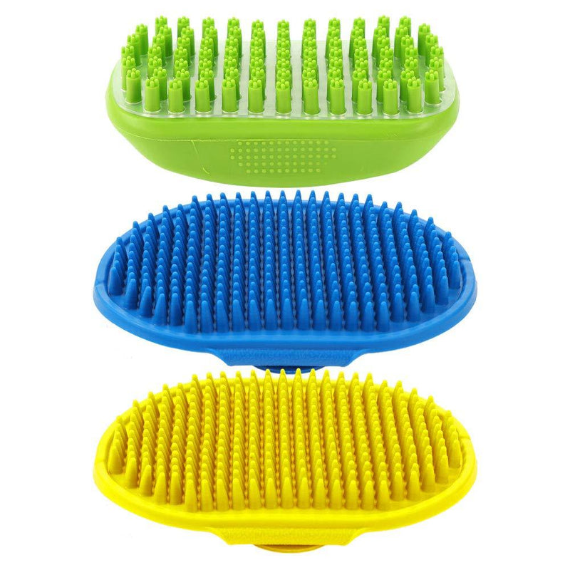 FANTESI 3 Pcs Dog Grooming Brush, Rubber Pet Bath Brush Massage Brush Washing Brush Shampoo Brush for Dogs and Cats with Short or Long Hair - PawsPlanet Australia