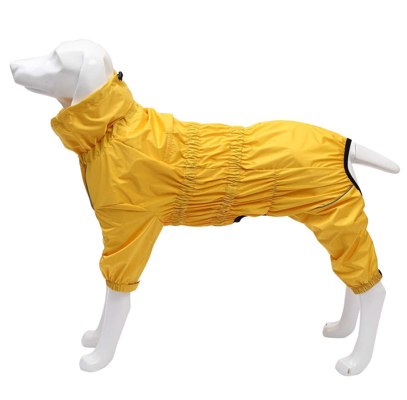 Morezi dog raincoat with high collar waterproof raincoat for dogs reflective four-leg rain gear jumpsuit for puppies small medium pet - Yellow - XL - PawsPlanet Australia