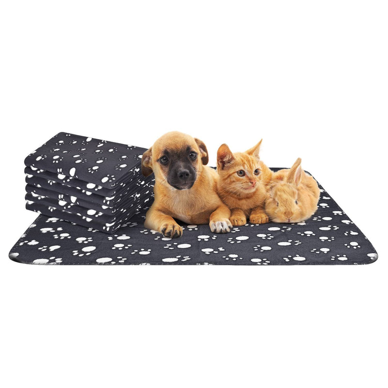 Nobleza - 6 x Dog Blanket Cat Cushion Puppy Kitten Sleep Pad Mat Pet Bed Cover Washable Warm Soft Fluffy Fleece Blankets Black75*75cm 75*75 Black - PawsPlanet Australia