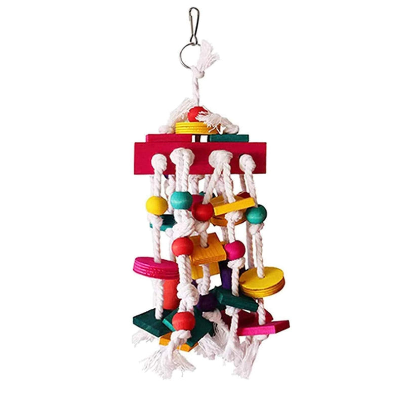 bluesees Bird Chewing Toys, Parrot Cage Bite Toys Wooden Block Foraging Hanging Swing Toy For Birds, Ladder Swing for Small Parrots, Macaws, Parakeets, Conures, Cockatiels, Love Birds (Random Colors) - PawsPlanet Australia