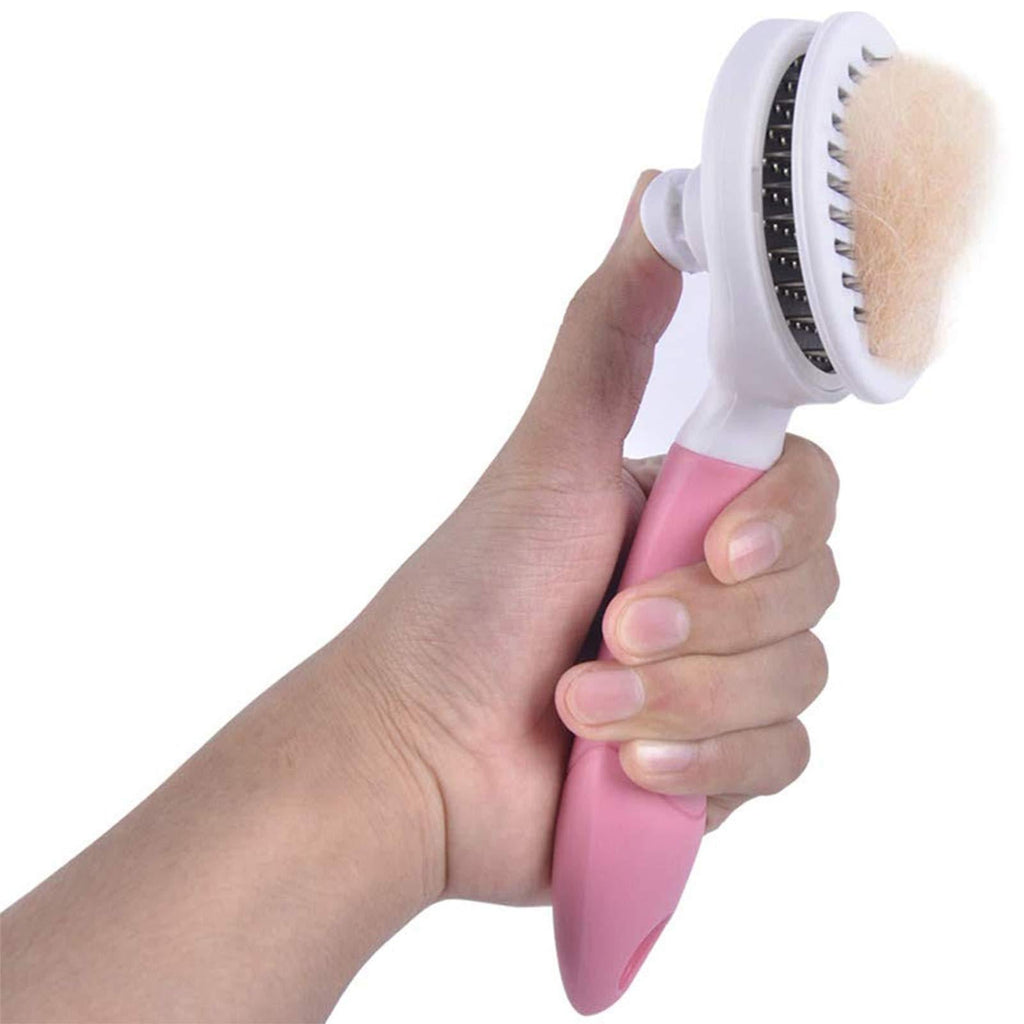 Xinlie Firm Slicker Brush Soft Slicker Brush Dog Brush Self Cleaning Pet Grooming Brush Easy to Clean Pet Grooming Brushes Shedding Grooming Tools for Dogs&Cats with Long or Short Hair (Pink 1 Piece) Pink 1 Piece - PawsPlanet Australia