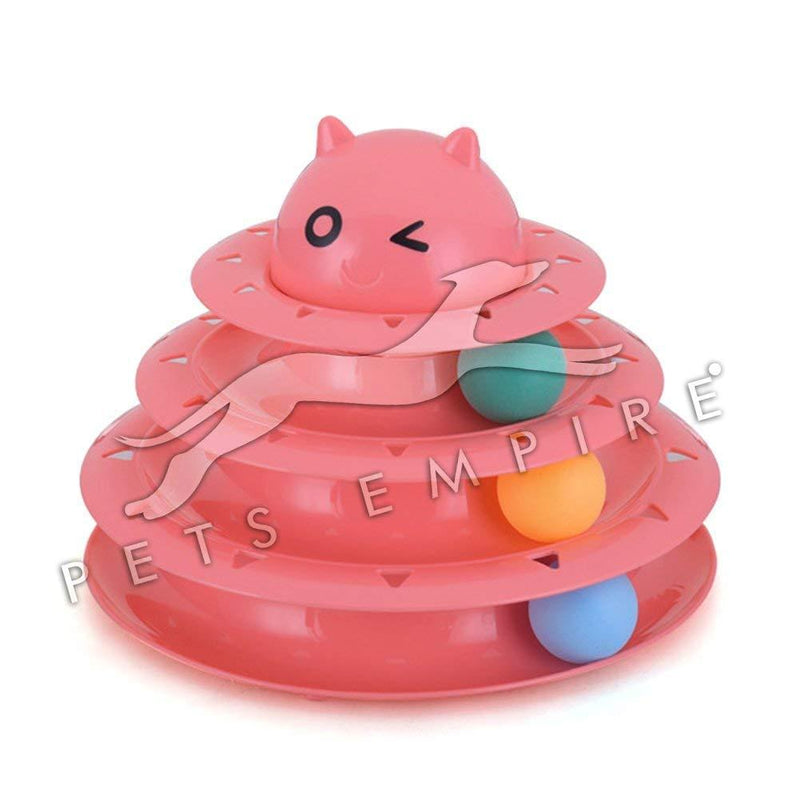 PETS EMPIRE Cat Roller Toys, Three Layer Cat Toy,Kitten Three-Layer Intellectual Play Toy Removable Cat Turntable Disc,Pet Ball Roller Toy (Pink) Pink - PawsPlanet Australia