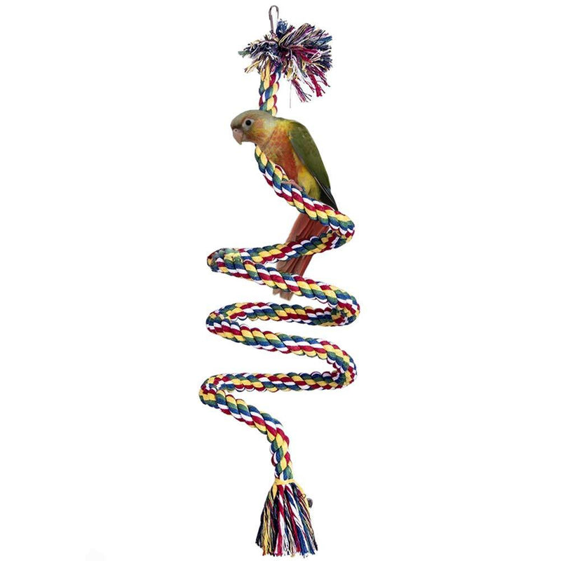 LeerKing Bird Cotton Rope Perch Chew Globular Toy with Bell for Parrot Budgies Ringneck Parakeet Cockatiels Lovebird Finch African Greys Cockatoo, M (39inch) 100 cm straight - PawsPlanet Australia